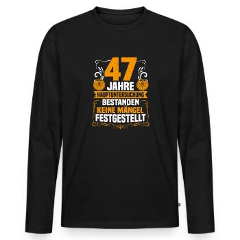 47 Jahre Hauptuntersuchung 47. Geburtstag - Männer Premium Bio Langarmshirt - Schwarz - Vorne - Nico (187cm)