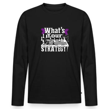 Funny Chess What's Your Strategy - Men's Premium Organic Long Sleeve Shirt - black - Front - Nico (187cm)