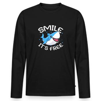 Smile It's Free Sharks Great White - Männer Premium Bio Langarmshirt - Schwarz - Vorne - Nico (187cm)
