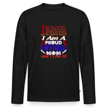 I Am A Proud Softball Mom - Men's Premium Organic Long Sleeve Shirt - black - Front - Nico (187cm)