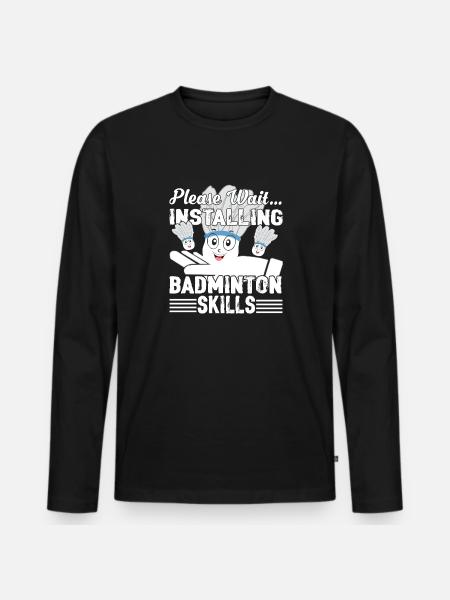 Please Wait Installing Badminton - Men's Premium Organic Long Sleeve Shirt - black