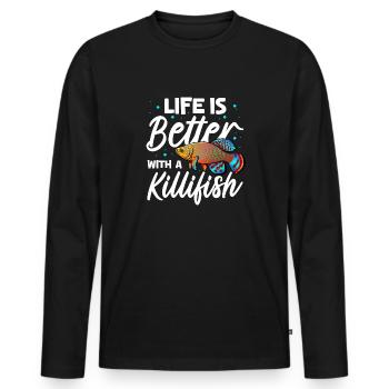 life is better with a killifish Design for a - Männer Premium Bio Langarmshirt - Schwarz - Vorne - Nico (187cm)