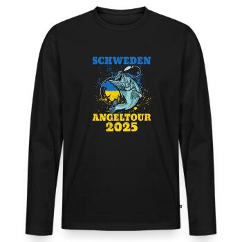 Schweden 2025 Angler Geschenkidee - Männer Premium Bio Langarmshirt - Schwarz - Vorne - Nico (187cm)
