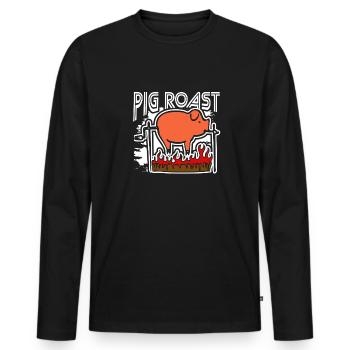 Funny Pig Roast Lovers - Men's Premium Organic Long Sleeve Shirt - black - Front - Nico (187cm)