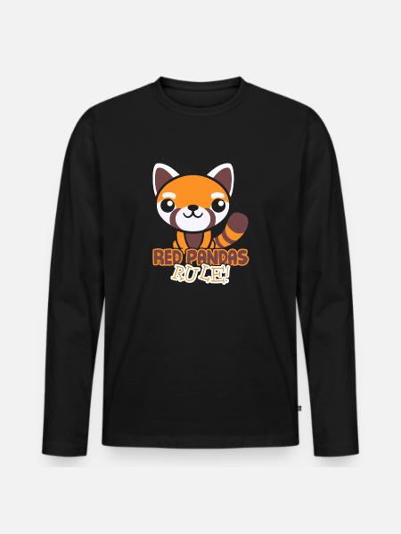 Red Pandas Rule - Men's Premium Organic Long Sleeve Shirt - black
