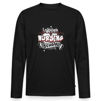 I Survived Nursing School - Men's Premium Organic Long Sleeve Shirt - black - Front - Nico (187cm)