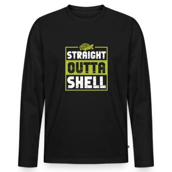 Straight Outta Shell Sea Turtle Red-Eared Slider - Men's Premium Organic Long Sleeve Shirt - black - Front - Nico (187cm)