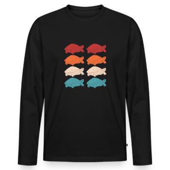 Tortue Vintage Rétro Tortue Curseur à oreilles rouges - T-shirt manches longues Premium bio Homme - noir - Devant - Nico (187cm)