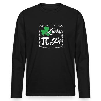 Pi Day Lucky Pi Clover - Men's Premium Organic Long Sleeve Shirt - black - Front - Nico (187cm)