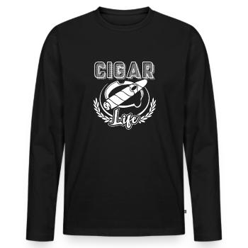 Cigar Smoking Cigar Life - Men's Premium Organic Long Sleeve Shirt - black - Front - Nico (187cm)