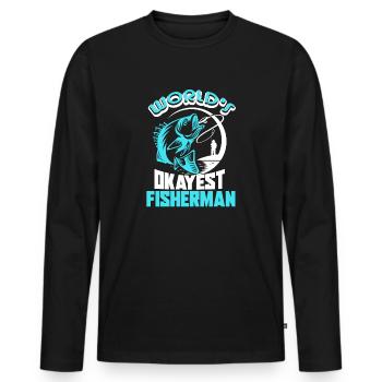 Fisherman World's Okayest Fisherman - Men's Premium Organic Long Sleeve Shirt - black - Front - Nico (187cm)