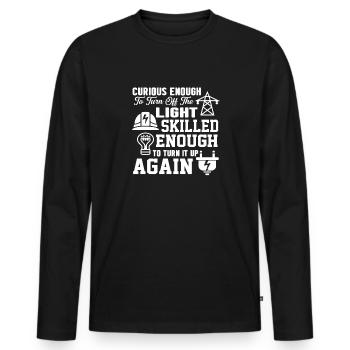 Lineman Skilled Enough To Turn Up The Light - Men's Premium Organic Long Sleeve Shirt - black - Front - Nico (187cm)