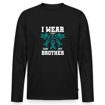 I Wear Teal For My Brother Addiction Recovery - Männer Premium Bio Langarmshirt - Schwarz - Vorne - Nico (187cm)