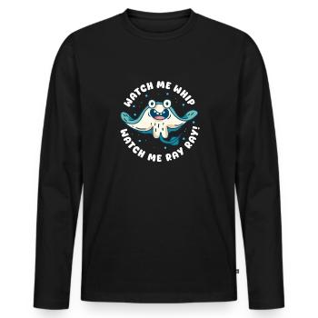 Watch Me Whip Watch Me Ray Ray Stingray - Männer Premium Bio Langarmshirt - Schwarz - Vorne - Nico (187cm)