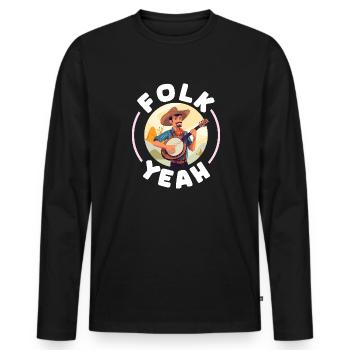 Folk yes American Folk Music Banjo Player - Men's Premium Organic Long Sleeve Shirt - black - Front - Nico (187cm)