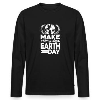 Earth Day Make Every Day Earth Day - Men's Premium Organic Long Sleeve Shirt - black - Front - Nico (187cm)