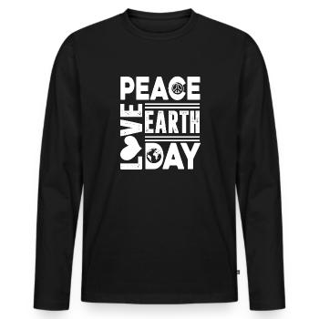 Earth Day Peace Love Earth Day - Men's Premium Organic Long Sleeve Shirt - black - Front - Nico (187cm)