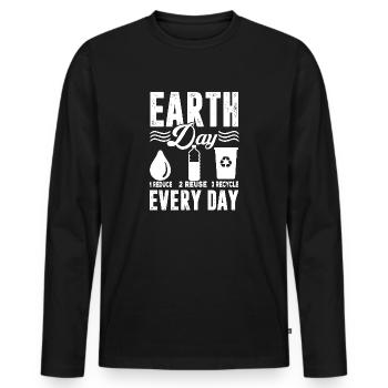 Earth Day Earth Day Every Day - Men's Premium Organic Long Sleeve Shirt - black - Front - Nico (187cm)