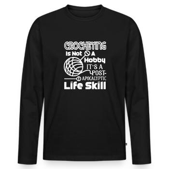 Crocheting Is A Life Skill - Men's Premium Organic Long Sleeve Shirt - black - Front - Nico (187cm)
