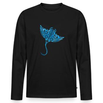 Manta Ray Scuba Diving Marine Deep Sea Creature - Men's Premium Organic Long Sleeve Shirt - black - Front - Nico (187cm)