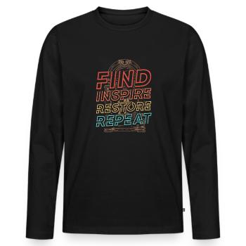 Trouver le juke-box rétro Inspire Restore Repeat - T-shirt manches longues Premium bio Homme - noir - Devant - Nico (187cm)