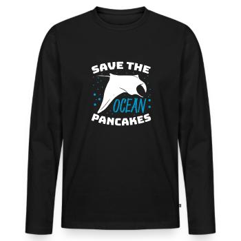 Save The Ocean Pancakes Racific Deep Sea Manta Ray - Männer Premium Bio Langarmshirt - Schwarz - Vorne - Nico (187cm)