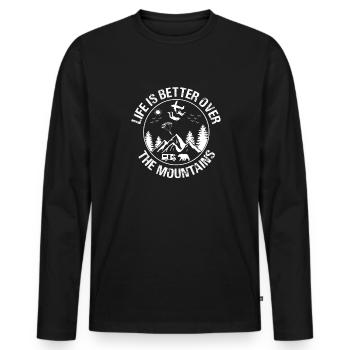 Life Is Better Over The Mountains Freefalling - Men's Premium Organic Long Sleeve Shirt - black - Front - Nico (187cm)