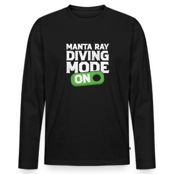 Mode de plongée des raies manta sur Scube Diver Pacific Rays - T-shirt manches longues Premium bio Homme - noir - Devant - Nico (187cm)
