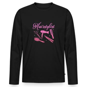 Hairstylist Haircutter Barber Beauty Styling Hair - Männer Premium Bio Langarmshirt - Schwarz - Vorne - Nico (187cm)