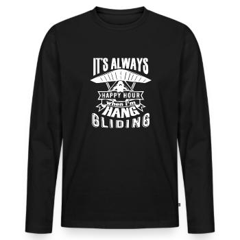 Hang Gliding Hang Gliding Happy Hour - Men's Premium Organic Long Sleeve Shirt - black - Front - Nico (187cm)