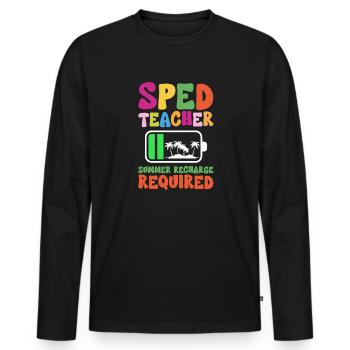Sped Teacher Summer Recharge Required - Men's Premium Organic Long Sleeve Shirt - black - Front - Nico (187cm)