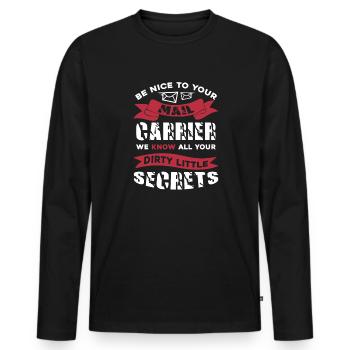 Mail Carrier Be Nice To Your Mail Carrier - Men's Premium Organic Long Sleeve Shirt - black - Front - Nico (187cm)