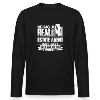 Real Estate Agent Being A Real Estate Agent - Men's Premium Organic Long Sleeve Shirt - black - Front - Nico (187cm)