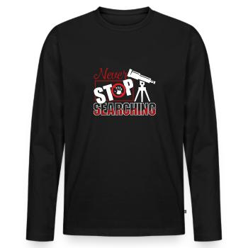 Astronomer Never Stop Searching - Men's Premium Organic Long Sleeve Shirt - black - Front - Nico (187cm)