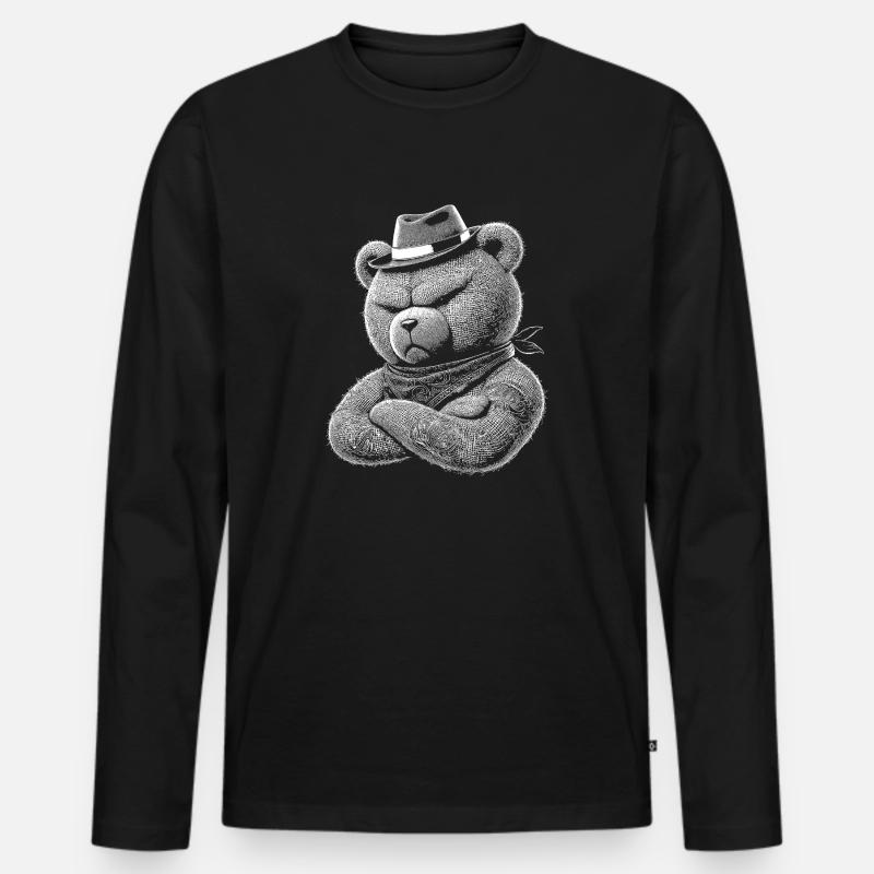Teddybär - Männer Premium Bio Langarmshirt - Schwarz