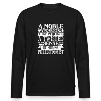 A Noble Profession Phlebotomist - Men's Premium Organic Long Sleeve Shirt - black - Front - Nico (187cm)