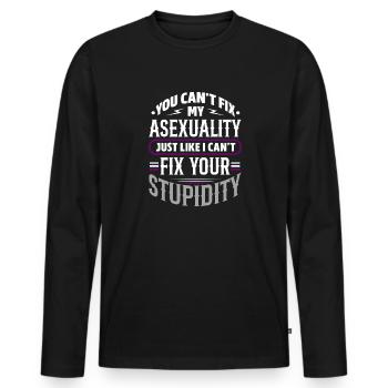 You cant fix my asexuality Design for a asexual - Männer Premium Bio Langarmshirt - Schwarz - Vorne - Nico (187cm)