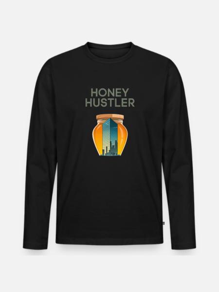 Honey Hustler Cityscape Design - Men's Premium Organic Long Sleeve Shirt - black