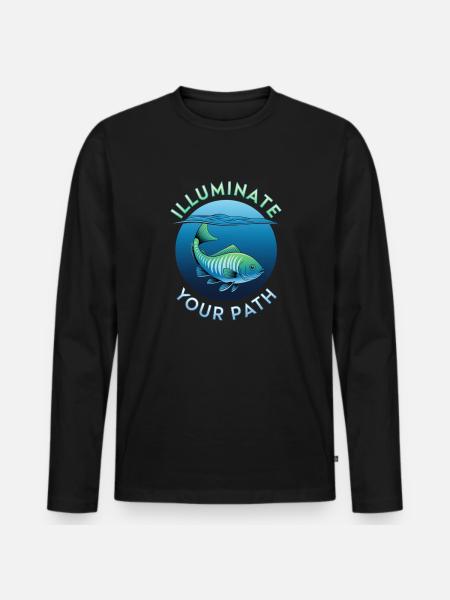 Illuminate Your Path Fish Design - Men's Premium Organic Long Sleeve Shirt - black