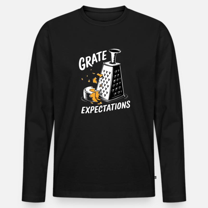 Grate Expectations Pun Design - Männer Premium Bio Langarmshirt - Schwarz