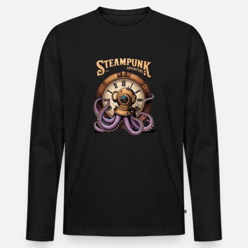 Steampunk Adventure Diver Design - Männer Premium Bio Langarmshirt - Schwarz
