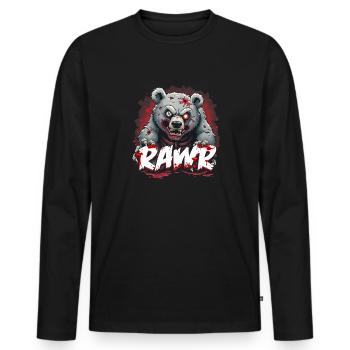 Gruseliger Zombie Bär Grizzly Braunbär - Männer Premium Bio Langarmshirt - Schwarz - Vorne - Nico (187cm)