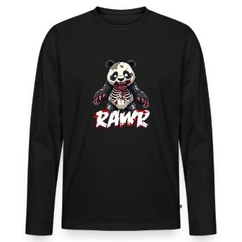 Gruseliger Zombie Panda Pandabär - Männer Premium Bio Langarmshirt - Schwarz - Vorne - Nico (187cm)