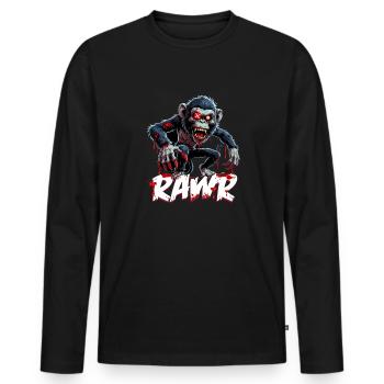 Gruseliger Zombie Affe Schimpanse - Männer Premium Bio Langarmshirt - Schwarz - Vorne - Nico (187cm)