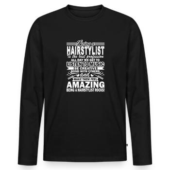 Hair Stylist Being A Hair Stylist - Men's Premium Organic Long Sleeve Shirt - black - Front - Nico (187cm)