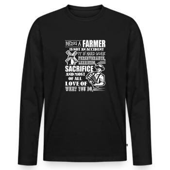 Farmer Being A Farmer Is Not An Accident - Men's Premium Organic Long Sleeve Shirt - black - Front - Nico (187cm)