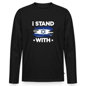I stand with Israel - Men's Premium Organic Long Sleeve Shirt - black - Front - Nico (187cm)