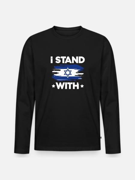 I stand with Israel - Men's Premium Organic Long Sleeve Shirt - black