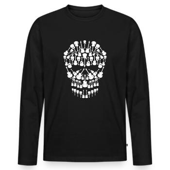 Guitares crâne | Guitariste d'instruments de musique - T-shirt manches longues Premium bio Homme - noir - Devant - Nico (187cm)