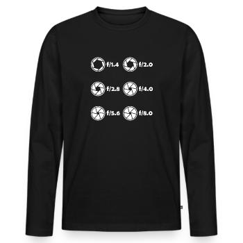 Lentilles Réglage de la caméra Caméra Photographe - T-shirt manches longues Premium bio Homme - noir - Devant - Nico (187cm)